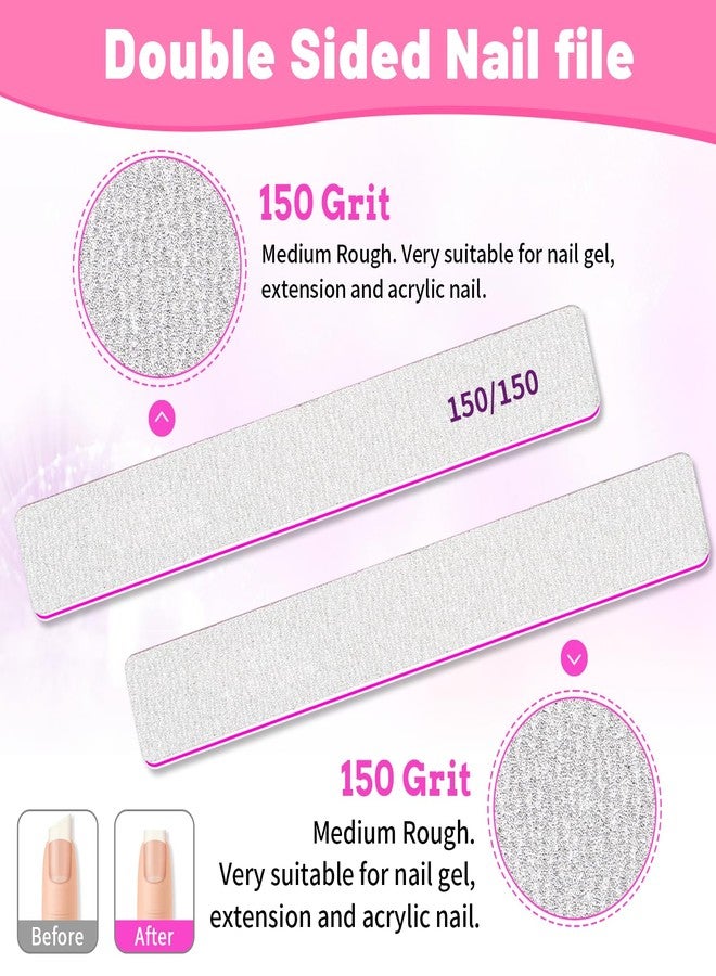 BLESWIN 25pcs Nail Files 150 Grit, BLESWIN 150/150 Grit Nail Files, Jumbo Nail Files for Acrylic Nail, Nail Filer for Poly Nail Extension, Double-Sided Emery Board Nail Filer for Manicure, Pedicure - Image 3